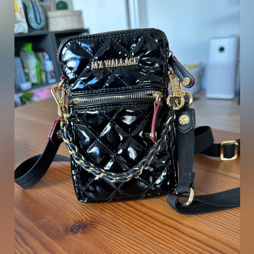 MZ Wallace Micro Crosby Crossbody (color: black lacquer)- like new, barely used!